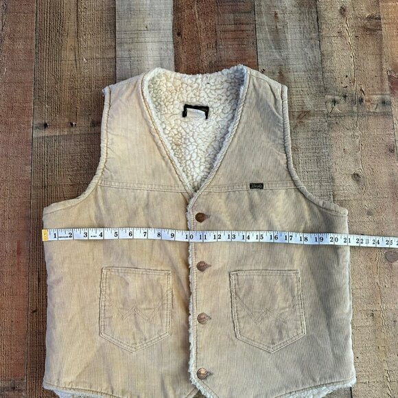 Wrangler vintage tan and cream corduroy button down vest women's large - Picture 7 of 7